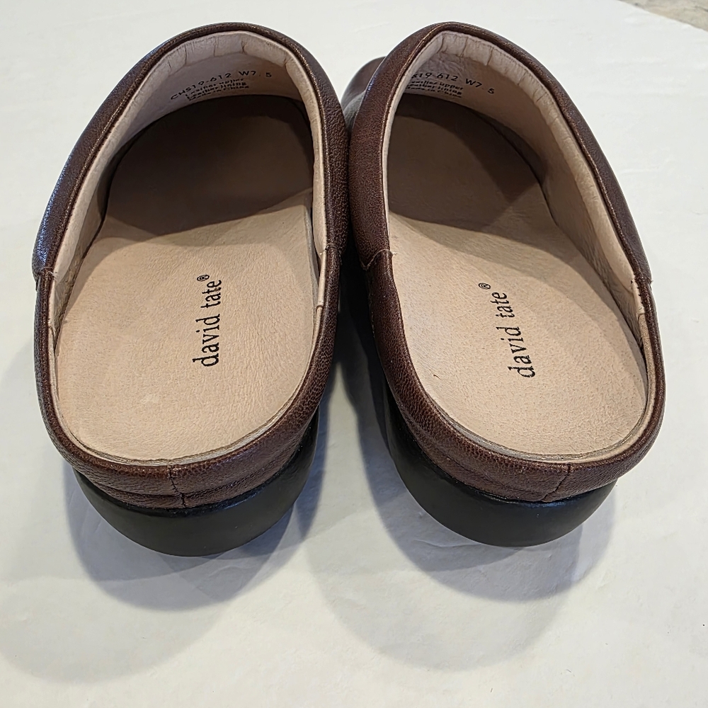David Tate Brown Leather Mule Women's Size 7.5 W Like New - Picture 7 of 15